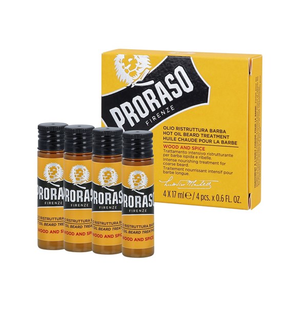 PRORASO WOOD&SPICE HOT OIL BEARD TREATMENT 4X17ML