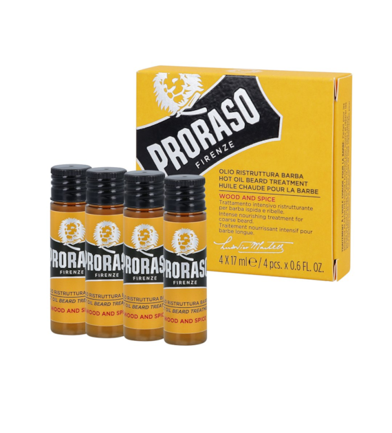 PRORASO WOOD&SPICE HOT OIL BEARD TREATMENT 4X17ML