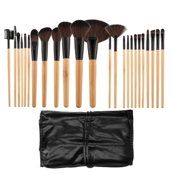 MIMO MAKEUP BRUSH WOODEN&BLACK 24PCS SET