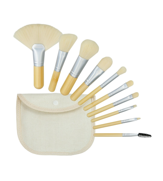 MIMO MAKEUP BRUSH BAMBOO WHITE 10PCS SET