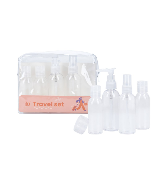 ILU MU 5 BOTTLES+JAR+SPATULA TRAVEL SET