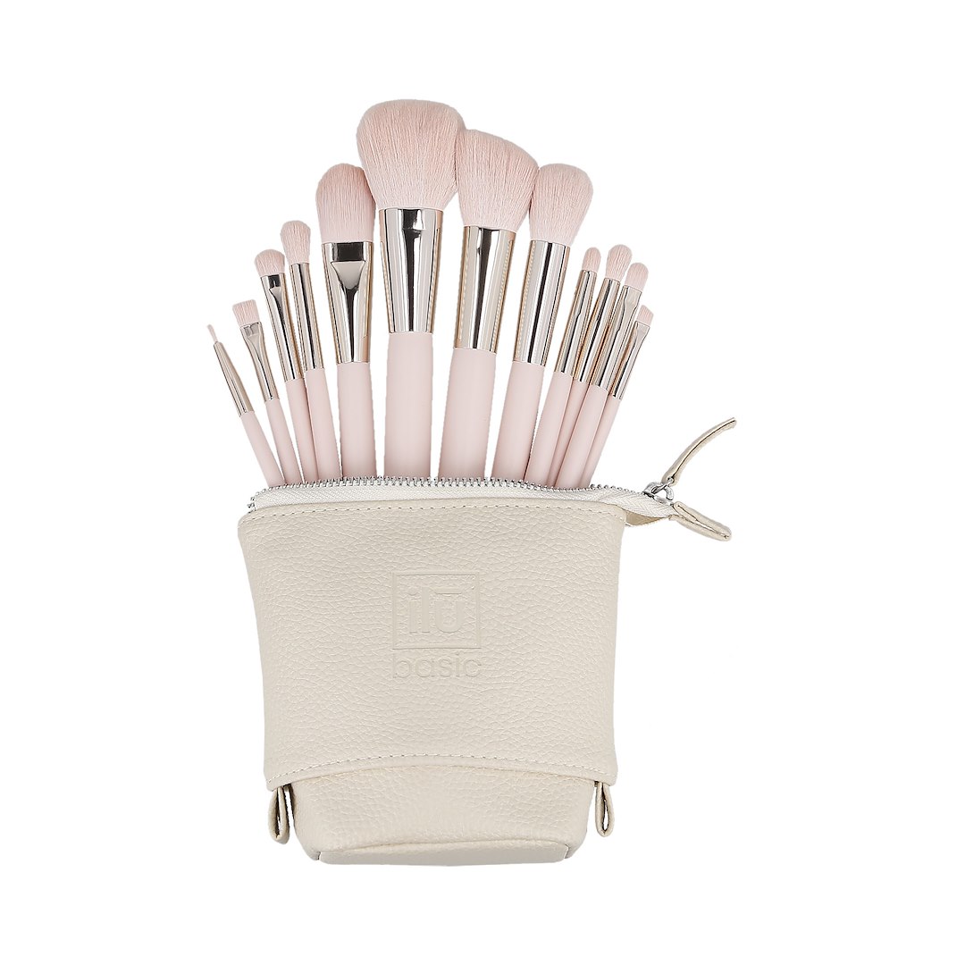 ILU BASIC MU PINK MAKEUP BRUSH 12PCS SET