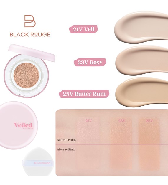 BLACK ROUGE THIN LAYER VEILED CUSHION VEIL