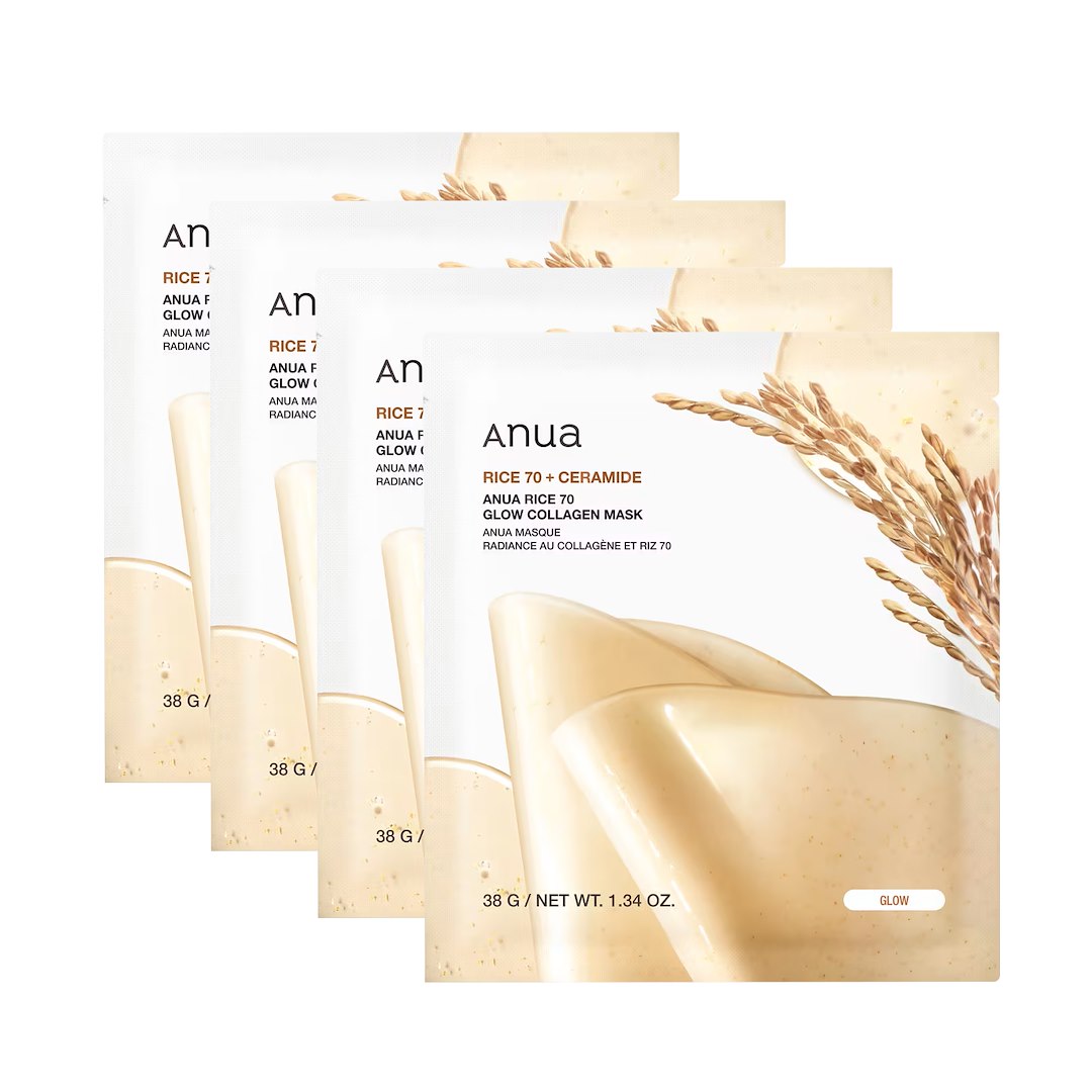 ANUA RICE GLOW COLLAGEN MASK 38G 4PCS