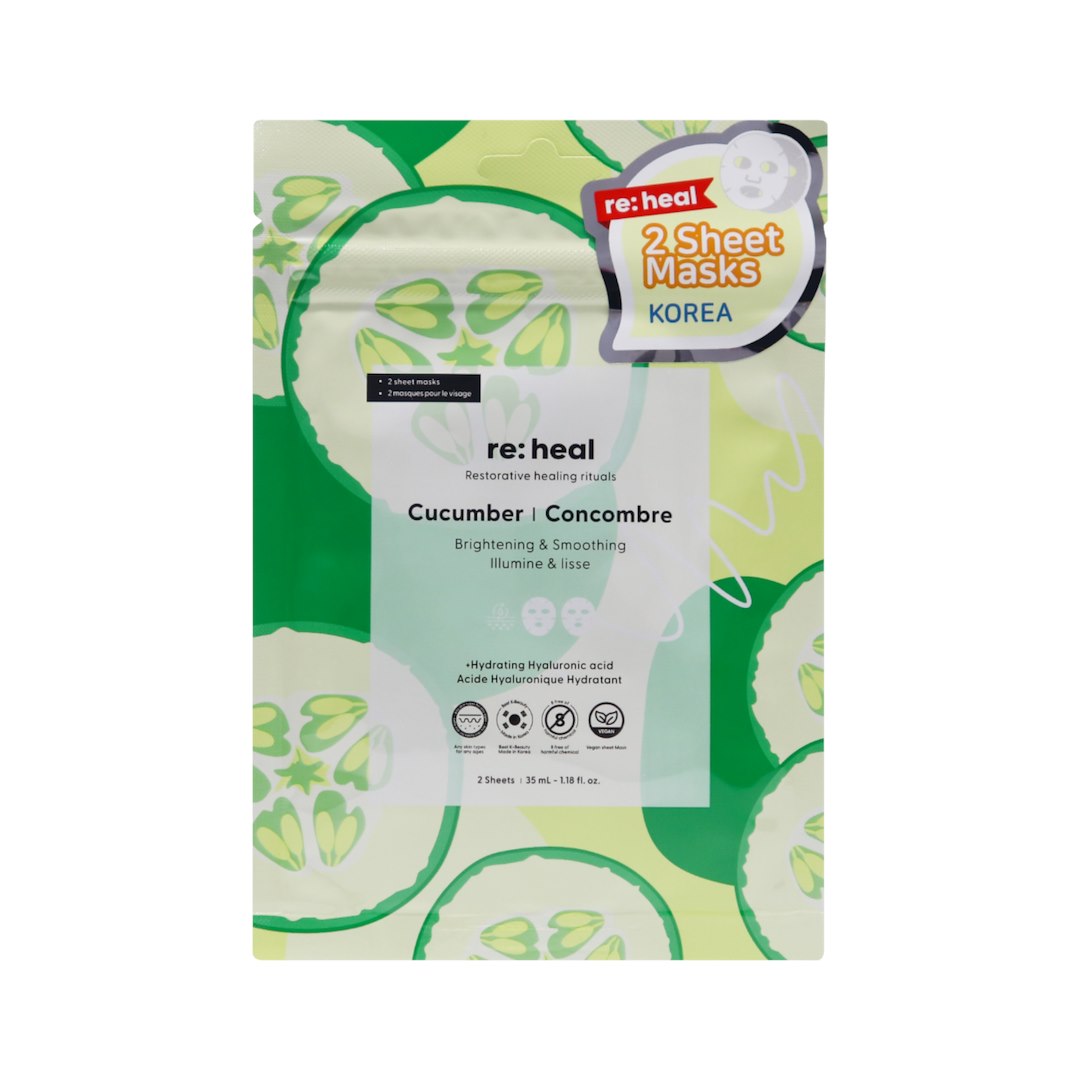 RE:HEAL 2-SHEET CUCUMBER FACE MASK