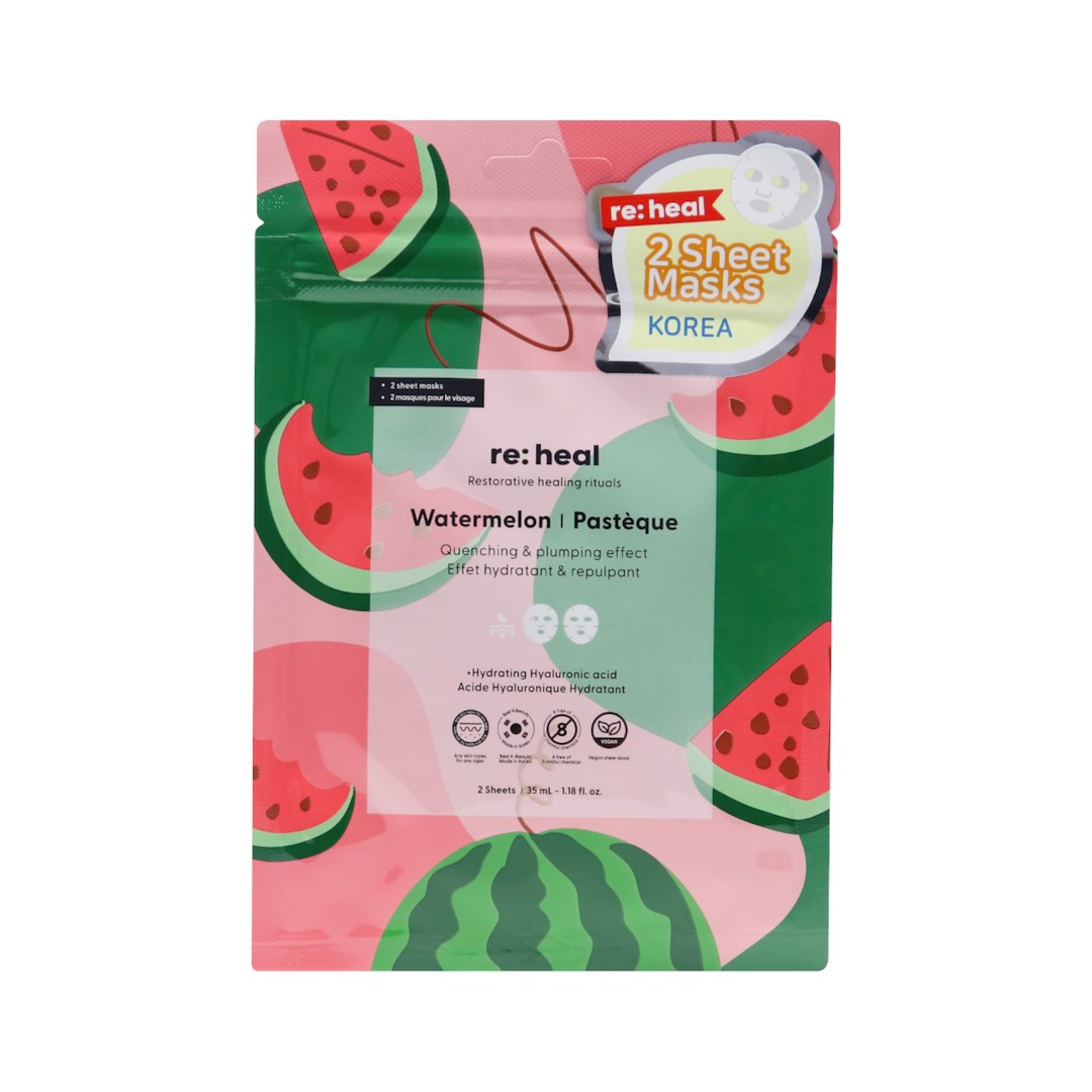 RE:HEAL 2-SHEET WATERMELON FACE MASK